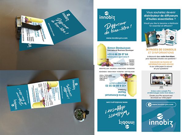 Carte de visite pliée-Objet pub Innobiz-Conseil Mkg